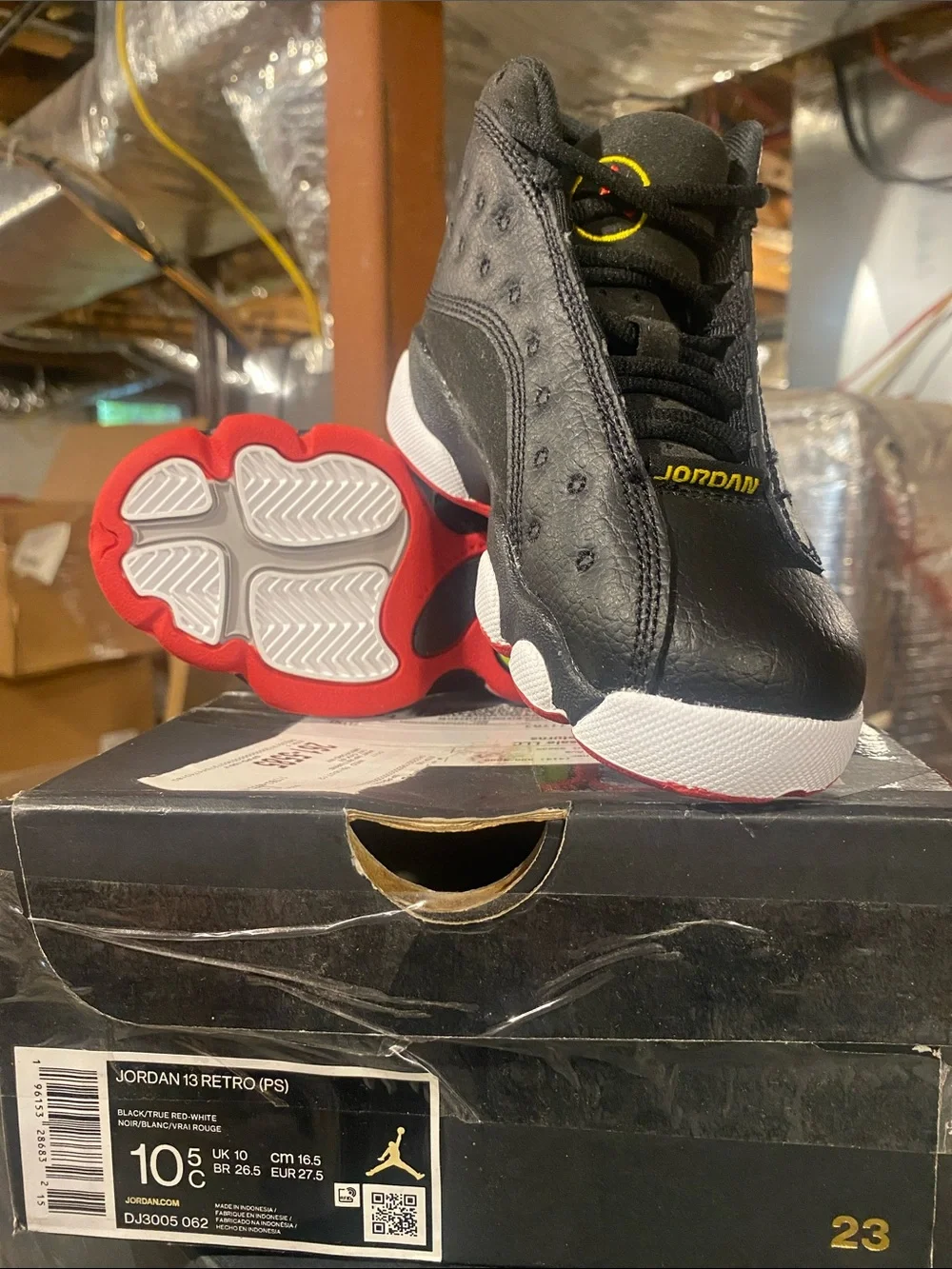 Jordan Kids Black/Red/White Retro 13 Sneakers